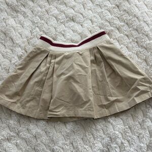 Zara Beige Skater Skirt with Maroon Accent